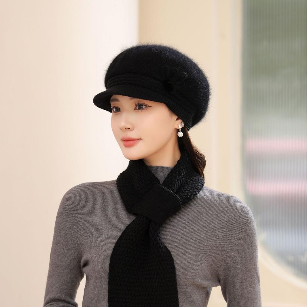 

Winter Mother Hat Women Fashionable Old Lady Rabbit Wool Hat People Cold Warm Knitted Plus Velvet average size
