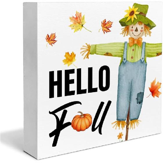Fall Decor, Fall Kitchen Wooden Sign Decor Desk Sign Pumpkin Spice Wooden Block Sign Rustic Home Shelf Wall Decoration