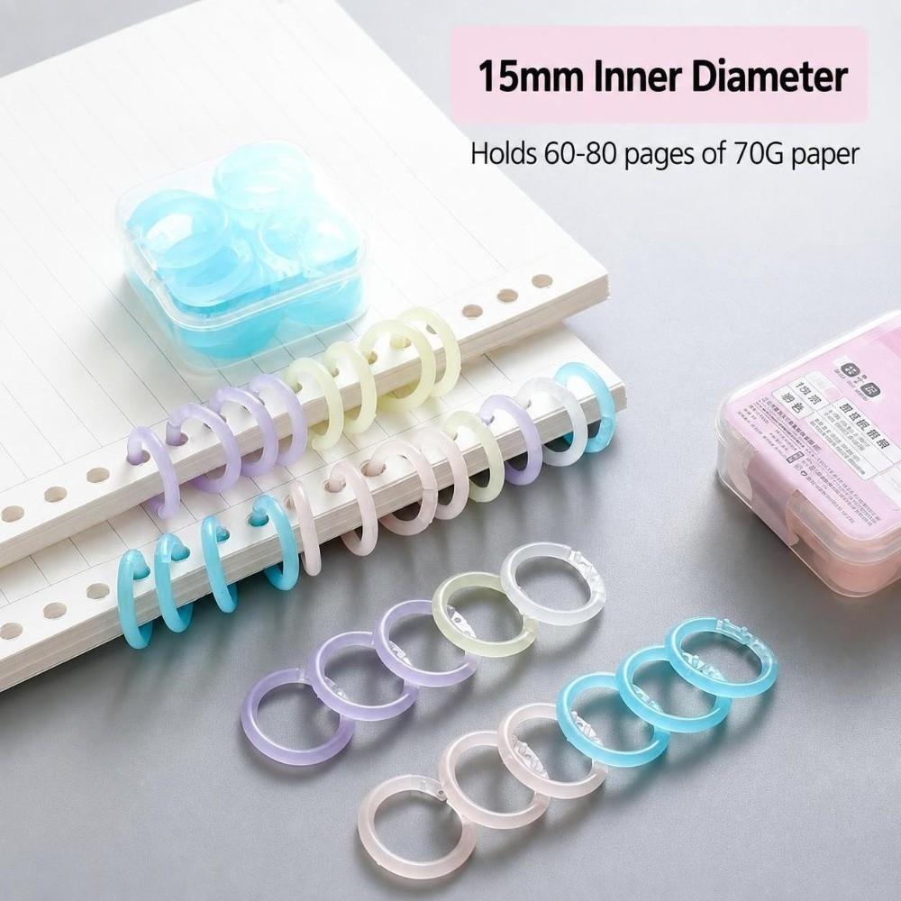 20Pcs Plastic Loose Leaf Rings 15mm Notebook Binding Rings Binding Stationery