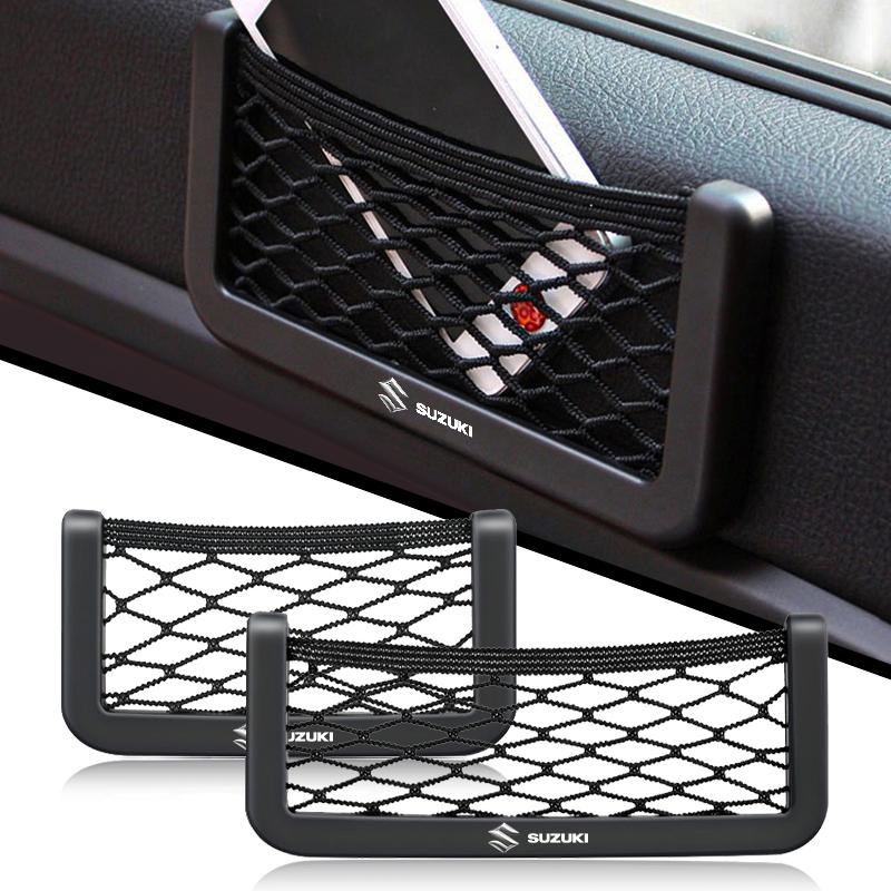 1Pcs Car Net Bag Phone Holder Storage Net Box Pocket Organizer For Suzuki Swift Sport Jimny Grand Vitara Alto SX4 Samurai Across