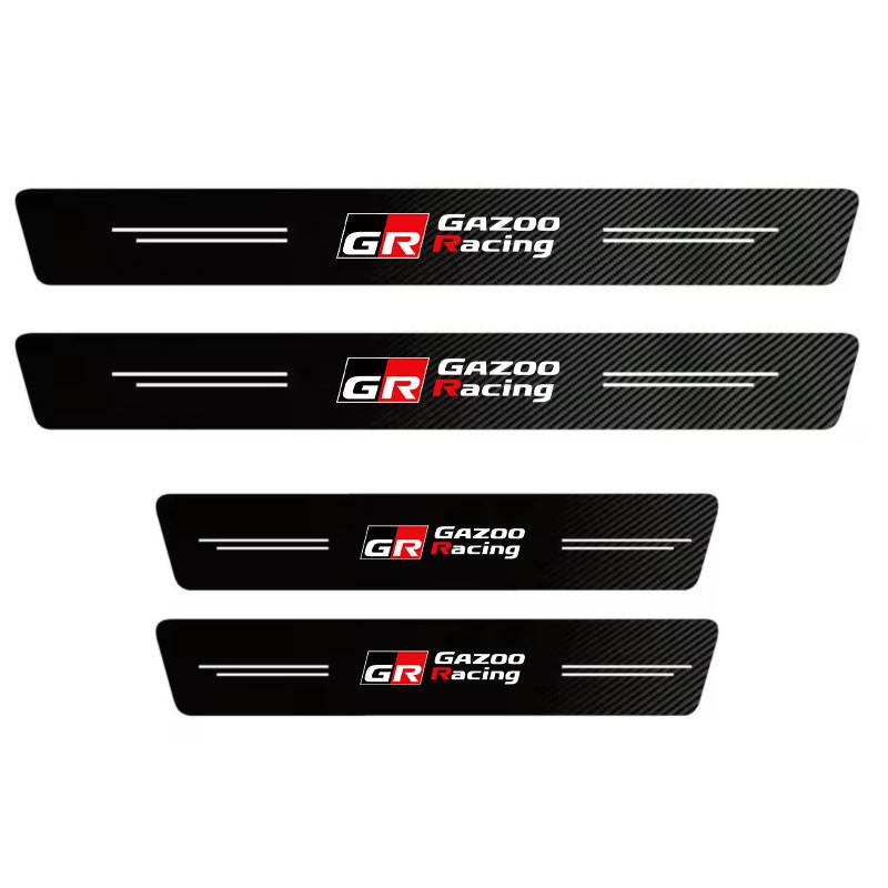 Carbon fiber protective stickers for car door sill side anti step bumpers For Toyota Hilux Aygo Yaris Ractis Corolla Camry CHR