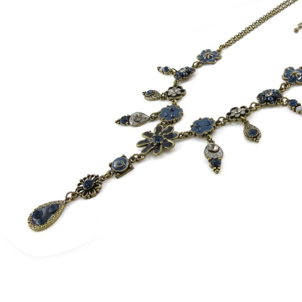 Les Trésors De Lily [E5722] - Designer Necklace 'Fleurettes' Navy
