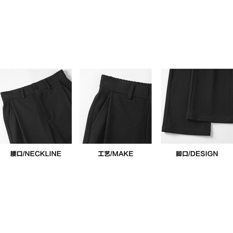 Men Black Draped Straight Flared Casual Long Suit Trousers