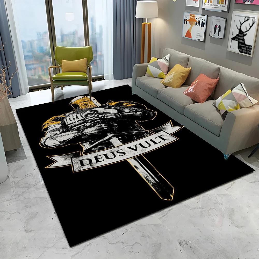 Rycerz Templariusz Krzyżowiec Gry Dywanik do Domu Salonu Sypialni Sofy Wycieraczka Dekoracja, Dywanik Obszarowy Antypoślizgowa Mata Podłogowa