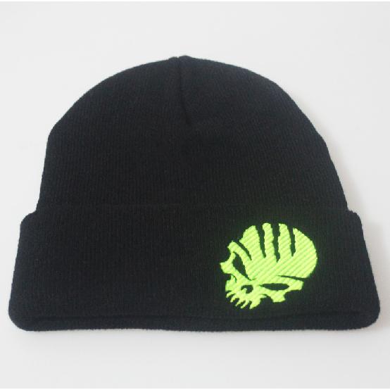 New European and American style popular warm ski hat with skull embroidery, knitted beanie, pullover student hat