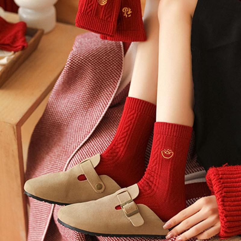 Chinese New Year Ankle Socks Soft Cotton Breathable for Women Girls Wedding New Year Celebration Party Decorations