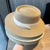 Flat top sunshade straw hat women's summer sunscreen hat seaside beach vacation photo sun hat