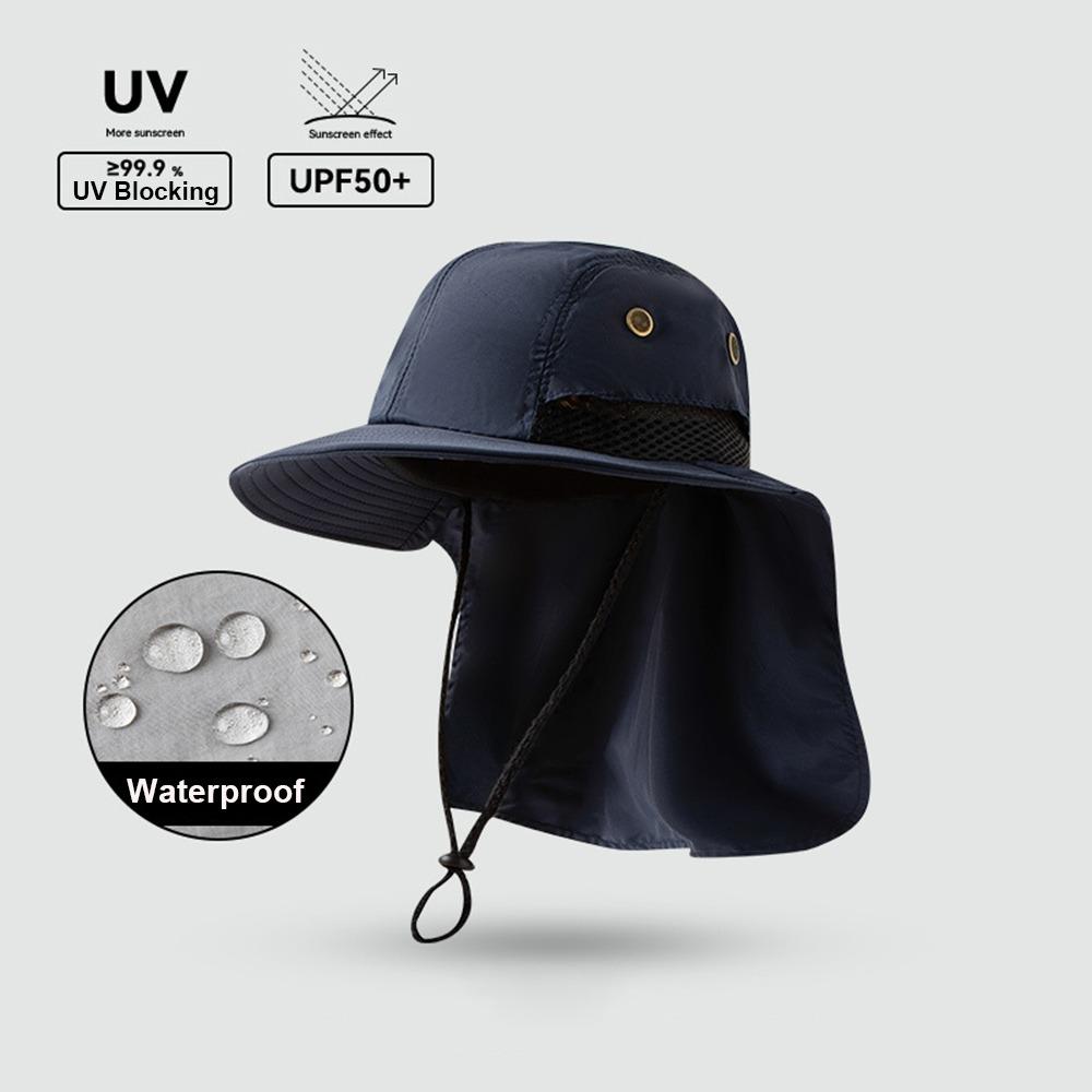 

Солнцезащитная шляпа с отворотом на шее, панама, тонкие альпинистские кепки для кемпинга и пешего туризма темно-синий