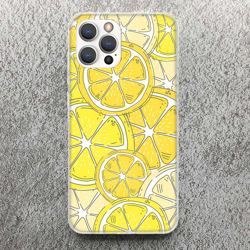 Summer Fruits Lemon Print Soft Case for iPhone 17 Air 16 16E 15 14 Plus 13 Mini 12 11 Pro Max Phone Shell SE 7 8 Pattern Cover F
