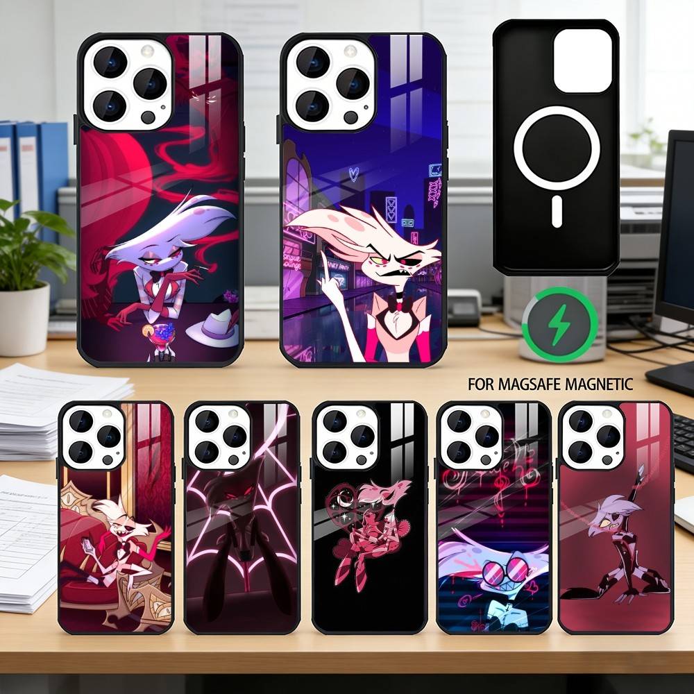 H-hazbin Hotel Angel Dust Phone Case For iPhone17,16,15,14,13,12,11 Plus,Pro Magnetic For Magsafe Wireless Charging