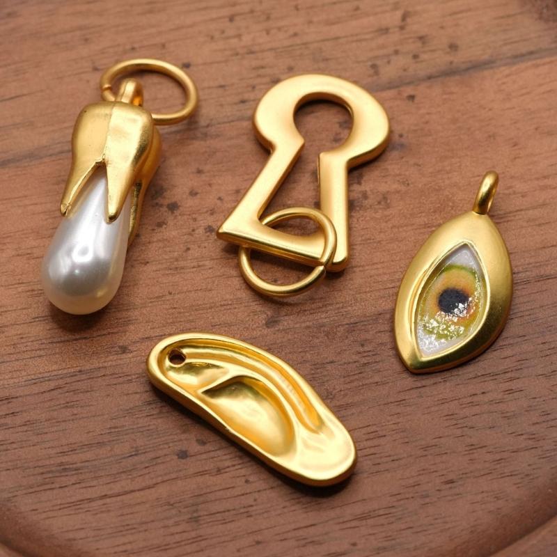 Decorative Sewing Charm Gold Alloy Button Pendants Set 10Pcs for DIY Clothes Bags Jewelry and Craft Projects