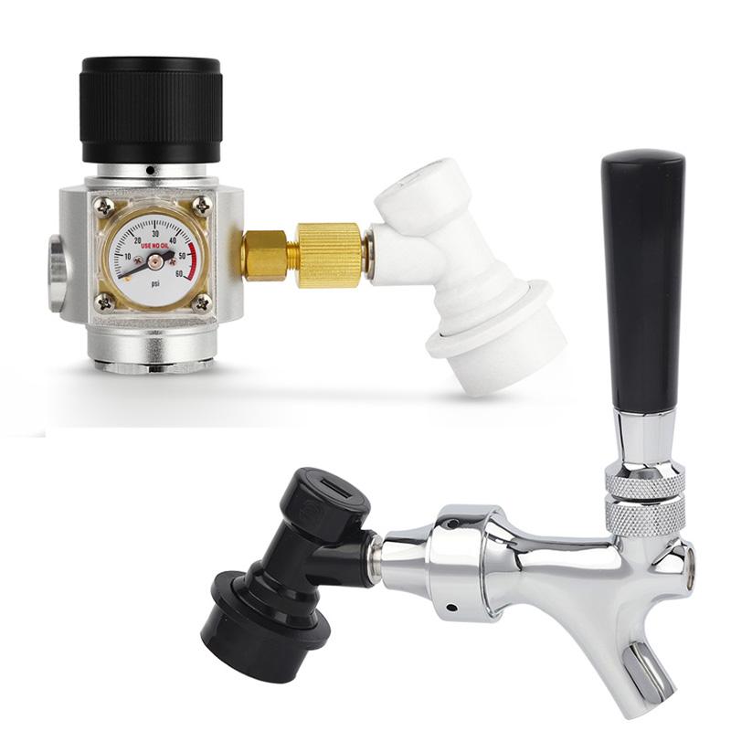 Home Brewery Beer Carbonation & Dispenser Combine Kit,Premium 0-60PSI Mini Co2 Regulator,Craft Beer Tap with Ball Lock Connector