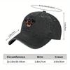 1pc Rottweiler Dog Head Baseball Cap - Fierce Open-Mouth Graphic, 100% Denim, Adjustable Vintage Washed