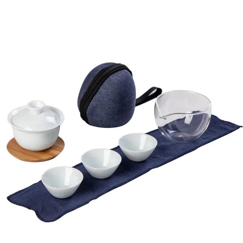 6-piece Outdoor Travel Tea Set, Convenient Tea Set, Quick Guest Cup, Home Car Mounted Kung Fu Tea Set