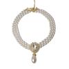 Franskt Vintage Pärlhalsband & Örhängesset med Diamantaccenter
