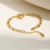 Vnox Stainless Steel Gold Plated Heart Lock Pendant Necklace Bracelet for Women, Chunky Curb Chain, Exquisite Trendy Jewelry New