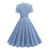 Women's Contrast Color Lapel Slim Fit Polka Dot Open Collar Lace-up Swing Mid-length Dress