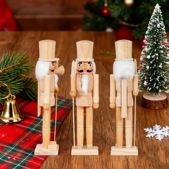 Yousheng 38CM Weihnachten Holz Unfertig Nussknacker Figur DIY Roh Unbemalt Soldatenfigur Festival Feiertagsparty Ornament Dekoration