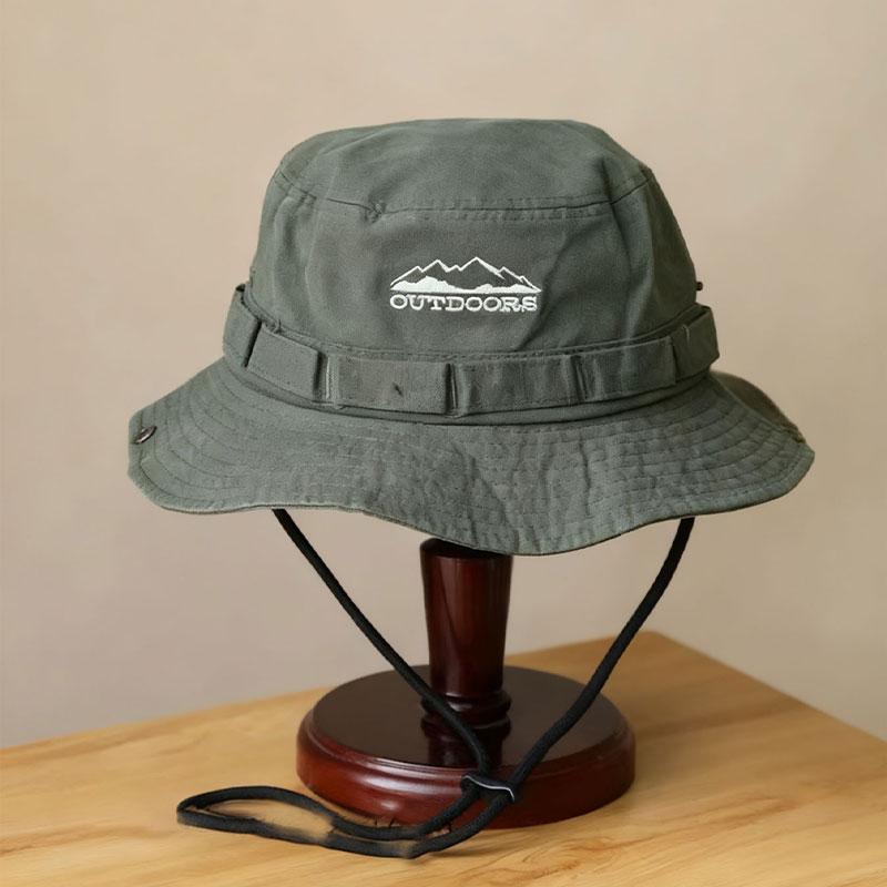 Letter Drawstring Bucket Hat Hiking Sun Protection Hat