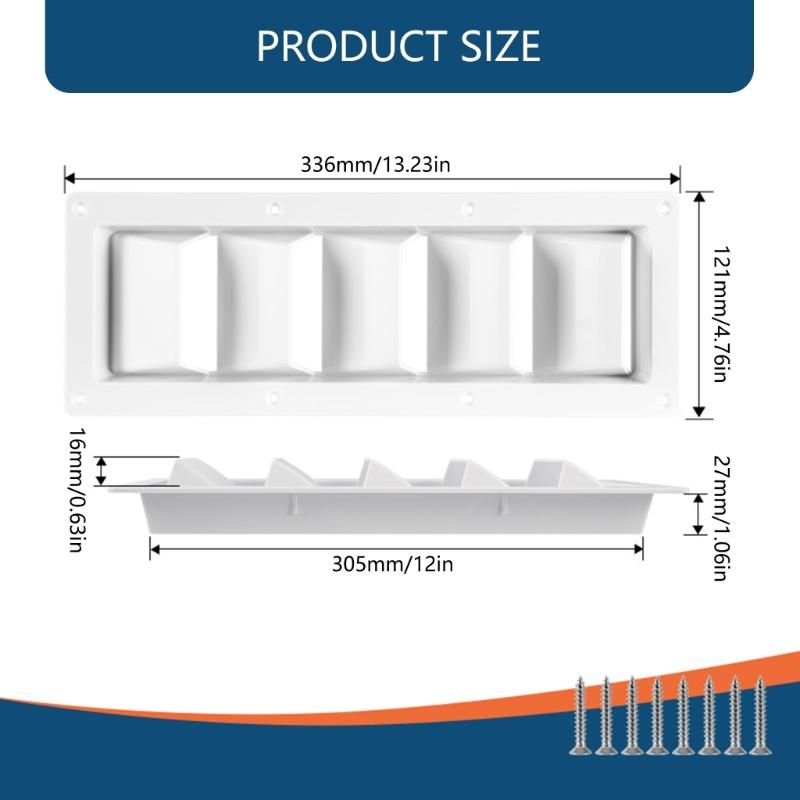 RVs Boat Ventilation Grille Weather Resistant Louvered Boat Air Vent Cover Universal for Campers Trailers Quick Install