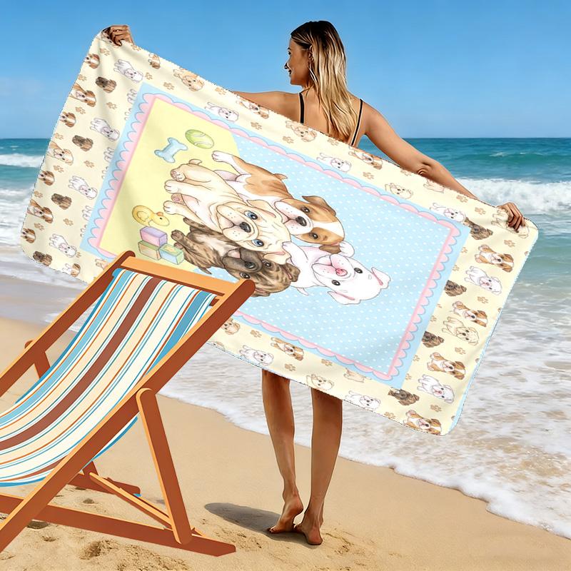 Süßes Tier-Puzzle-Print Strandtuch, Großes Weiches Schnelltrocknendes Handtuch für Strand Camping Schwimmen