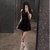 Sweet Spice Girl Fake Two-piece Lace Dress Women's Summer Black Pure Desire Temperament Slim Neck A-word Short Skirt