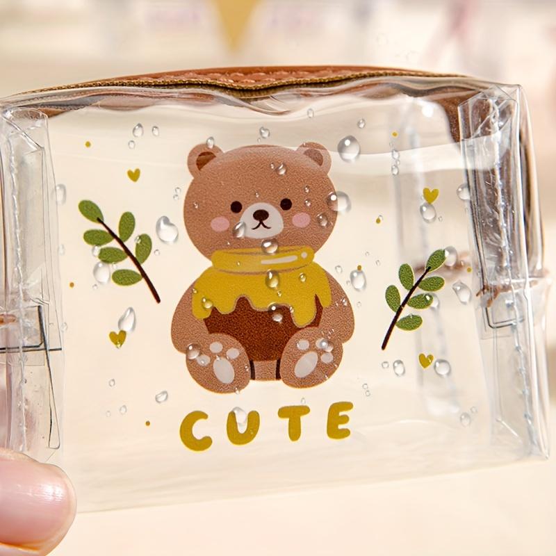 Transparent PVC Mini Portable Storage Bag Multifunctional Cute Animal Print Purse For Travel