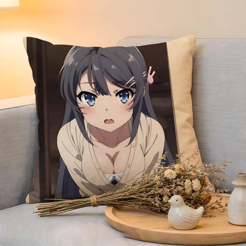 Cushion Cover  Linen  SkinFriendly Soft Decorative Case For Sofa Home Decor Sexy Anime MMai Sakurajima Pillow cover