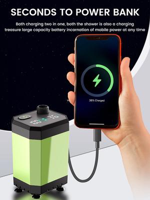 Camping Shower Pump RV Outdoor Shower Kit Camp Shower Full Screen Intelligent Digital Display Adjustable 6000mAh Shower Kit