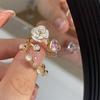 Stylish Ins Inspired Geometric Pink Zircon Ring For Women Adjustable Design