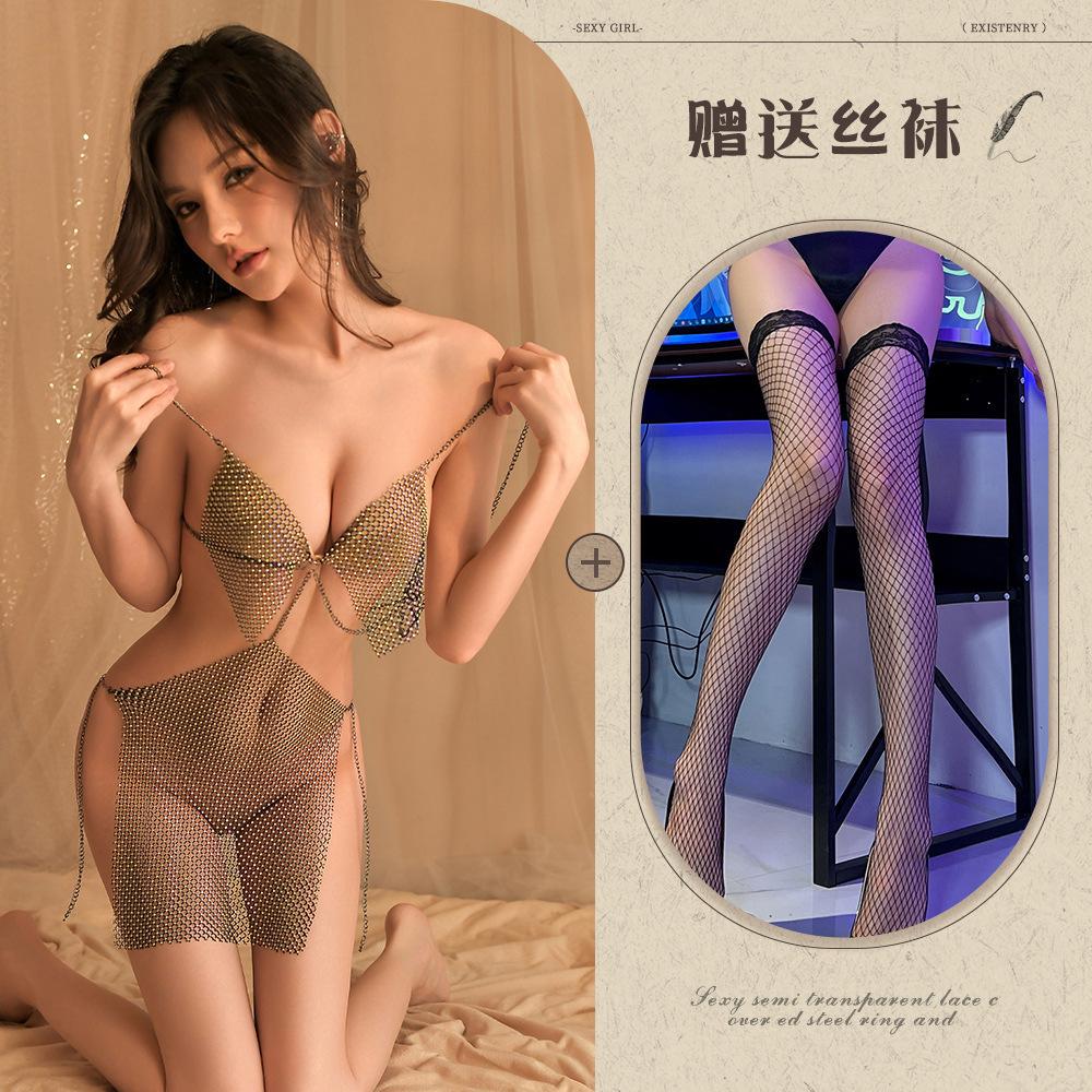 Sex Underwear Sexy Suspender One-piece Perspective Bright Nightclub Girls Seduction Dress Uniform Sex 'Fun Clothing