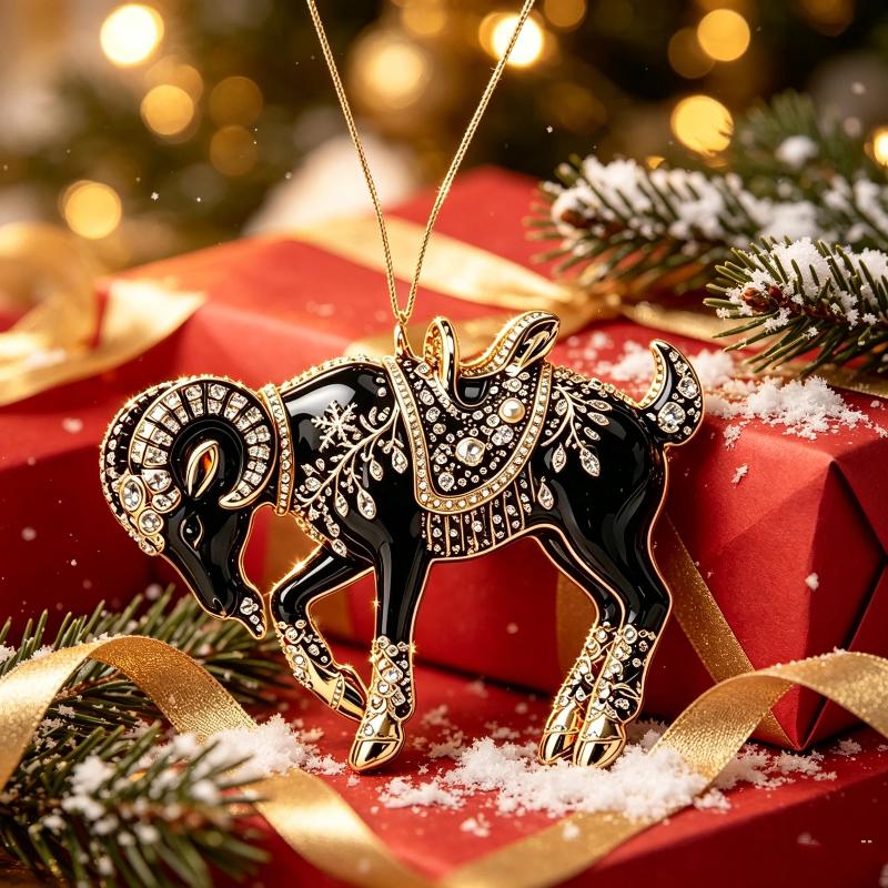 Christmas Tree Hanging Ornament Chinese Zodiac Goat Acrylic Pendant for Home Winter Holiday New Year Party Decor Gift