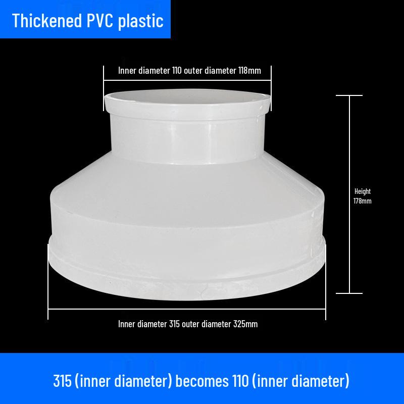 Air System Duct Fan Adapter: Large to Small Soft PVC Connection, 100 to 75