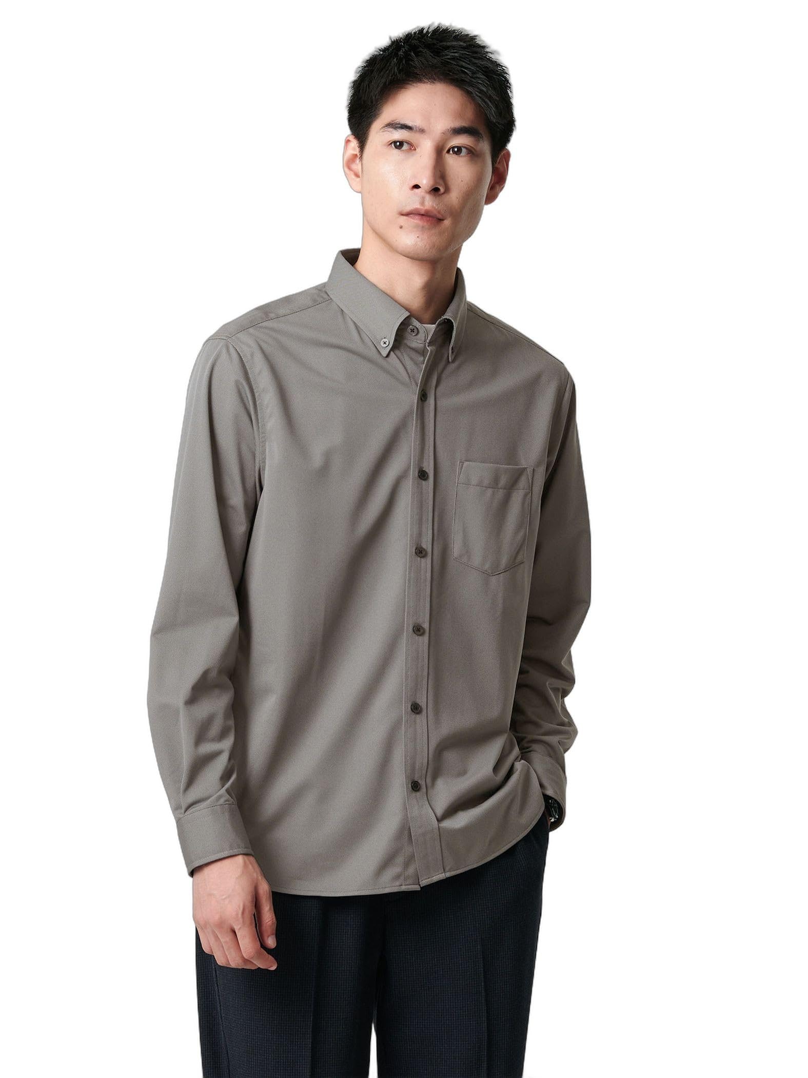 

United Arrows Green Label Relaxing Web-Exclusive JUST fit Tricot Jacquard Shirt, 32116000001, 1970 DK.GRAY (19), Size L