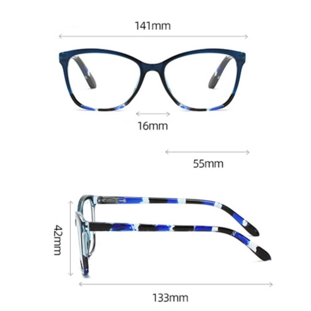 Portable PC TR90 Reading Glasses Blue Red Purple Cat Eye Frame Glasses Presbyopia Eyeglasses Women Men