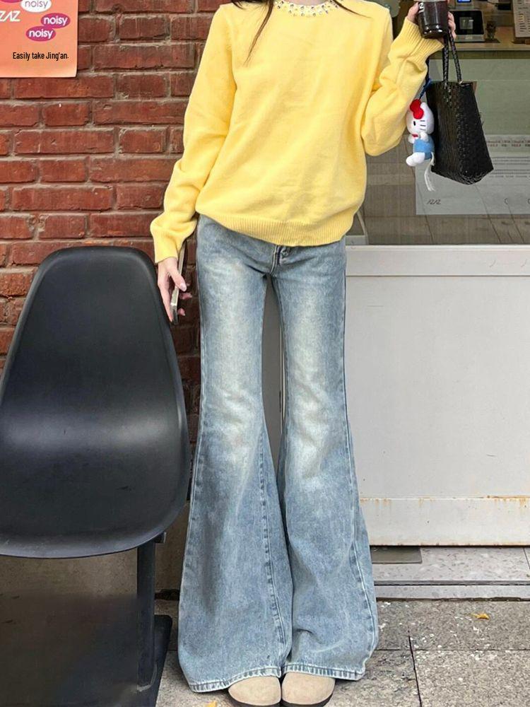 

Plus Size Retro Micro-Flare Jeans for Women - Spring/Autumn M Premium светло-синий