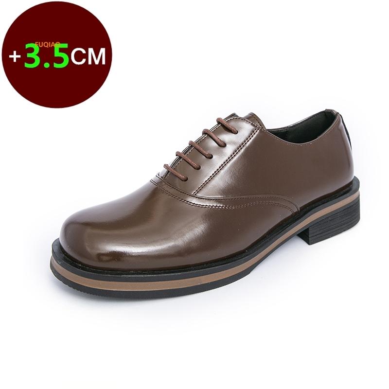 Fashion Men Leather Shoes Thick-soled Brown Black 3.5CM Height Increase Formal Business Shoes Fashion Platform Lace-up Casual Shoes