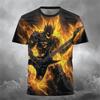 2025 New Men's Summer Round-neck T-shirt Outdoor Loose and Casual Short-sleeved Retro Men's Scary Ghost Face Print T-shirt