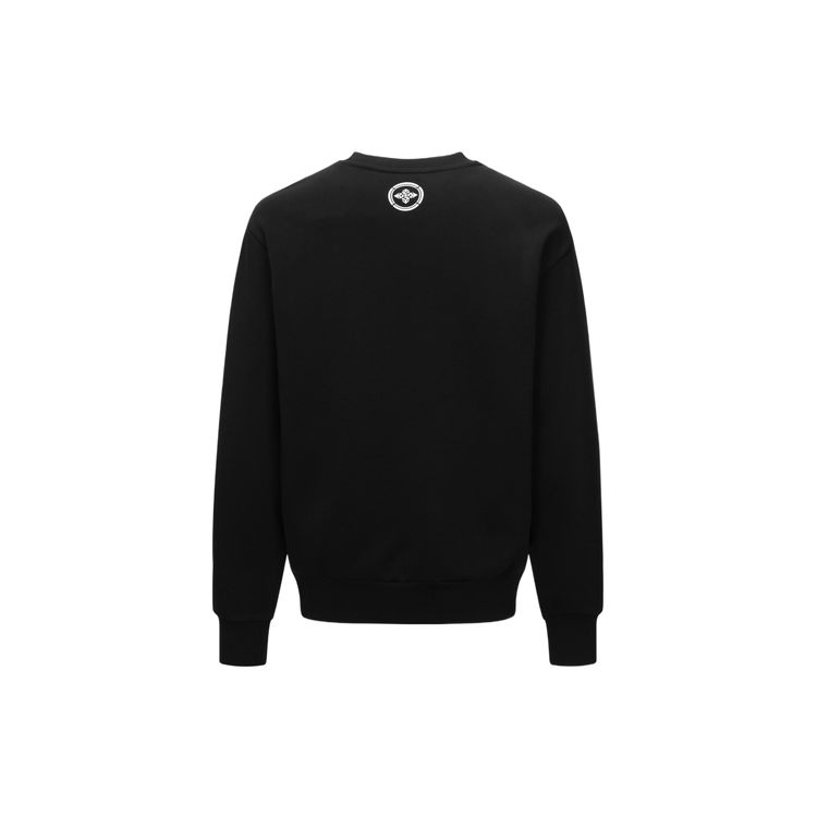 Evisu AW23 Seagull Letter Logo Patch Round Neck Pullover Regular Fit Sweatshirt Men sweatshirt Black 2EAGNM3SW5051XXFL