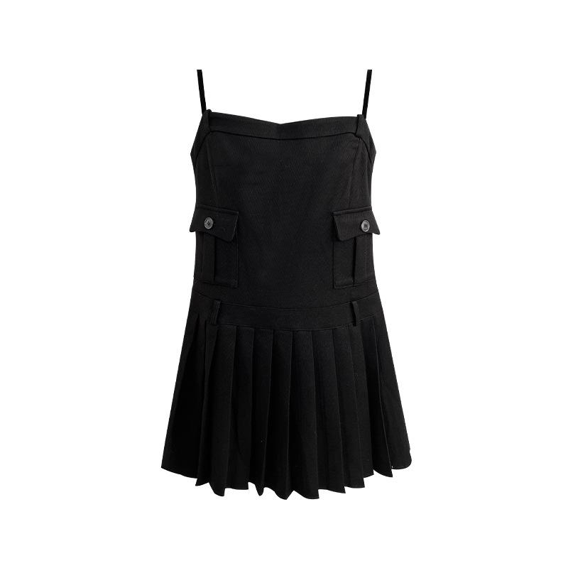

2023 Autumn French Little Black Dress with Waist-Cinching Pleated Skirt - Clearance, No Returns/Exchanges Small чорний