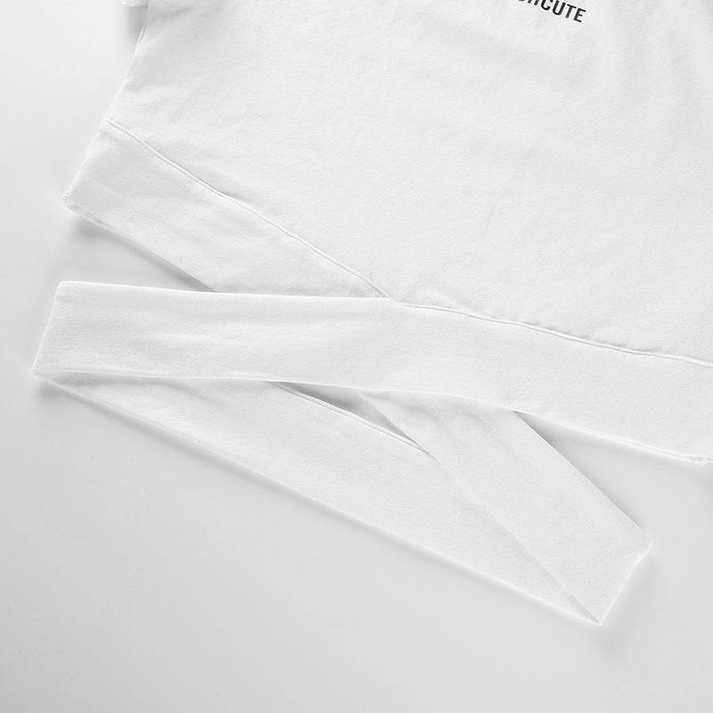 Summer Black T-shirt Women's Short Sleeve Cross Lace-up Sports Dancing Tight Short Top