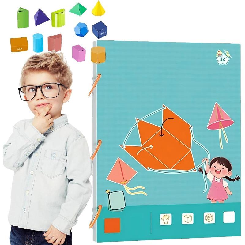 Pull String 3D Geometry Learning Book,3D Geometry Learning Book,Geometrys for Beginners with 9/12/15 Solids Geometric Models (3SET)