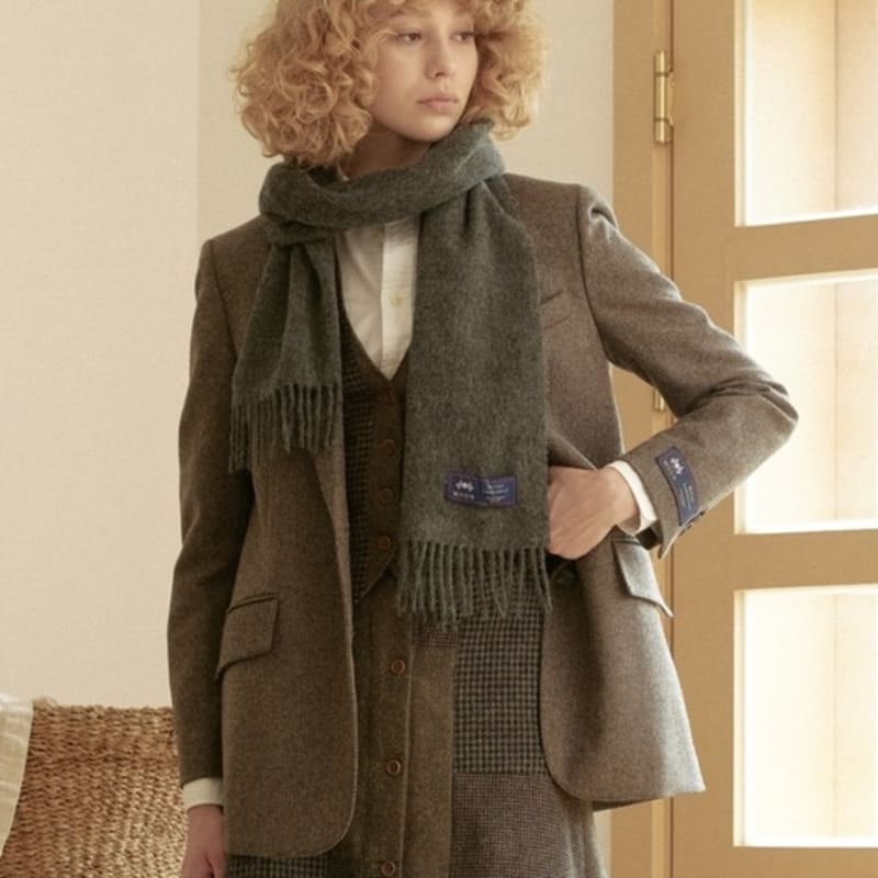 ABRAHAM MOON Merino Wool Muffler 25cm - Gray