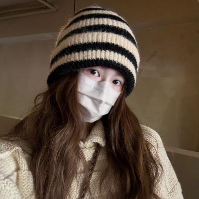 Kontrastfarbene Strickmütze für Damen für Herbst und Winter Kälteschutz und Warm Ohrschutz Wollmütze Pullovermütze Kalte Mütze für Herren Trendig