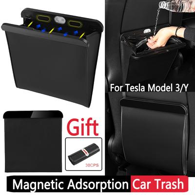 Magnetická Adsorpce Držák na Odpadky do Auta Úložná Taška na Odpadky Vodotěsná Závěsná Úložná Kapsa na Zadní Sedadlo pro Tesla Model 3/Y