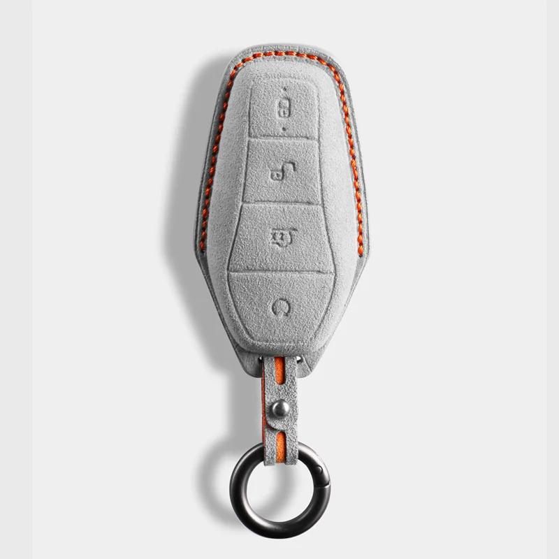For Byd Ea1 Han Ev Qin Song Plus Dmi Yuan Plus Tang Atto 3 Ev Car Key Case Accessories Styling Suede Leather Key Cover Keychain