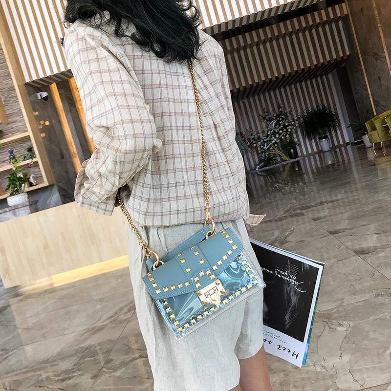 SCIONE Women's 2025 Fashion Studs Transparent Jelly One Shoulder Crossbody Bag