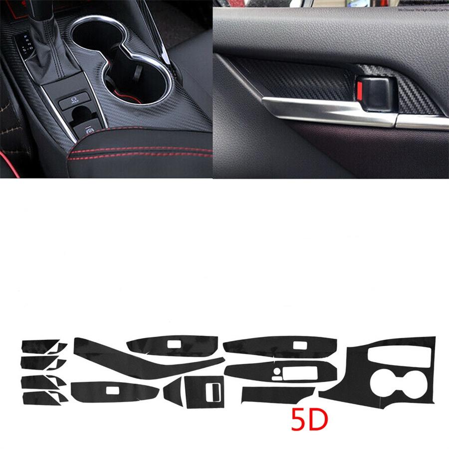 5D Carbon Fiber Look Car Interior Trim Decal Stickers For Toyota Camry 2018-2020