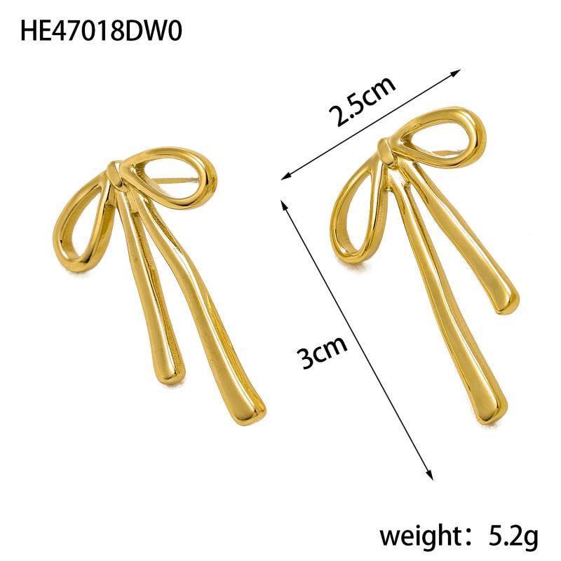 CARLIDANA Fashion Waterproof Stainless Steel Earring Trendy Bow Earrings Gold Plated Butterfly Bow Knot Stud Earrings for Women