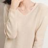 Women's Long Sleeved Knitted Sweater V Neck Loose Thin Top